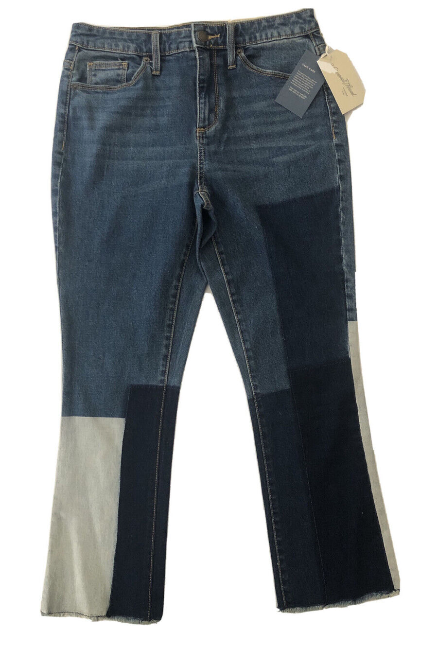 NWT Universal Thread 00 High Rise Kick Boot Crop Faux Patchwork Dye Jeans #7397